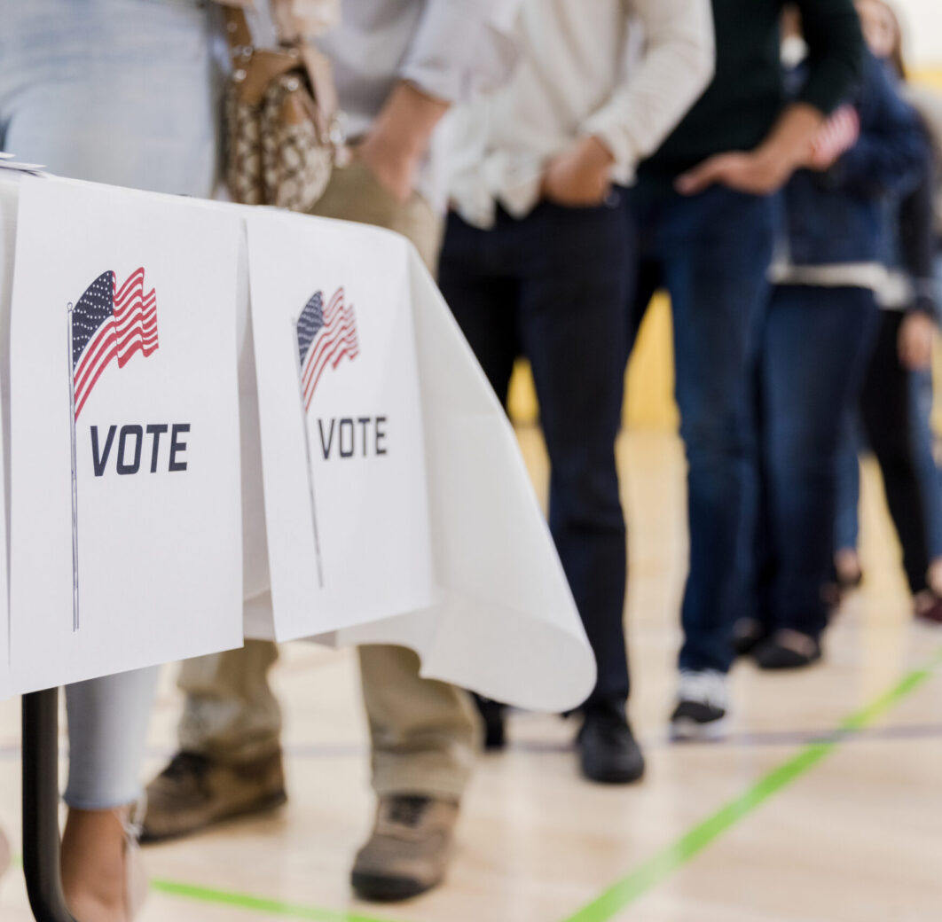 People in line to vote