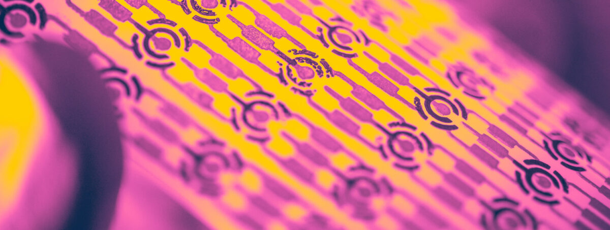 Colorized image of electronic material